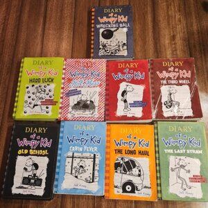 Diary of a Wimpy Kid Book Lot of 9 Jeff Kinney Hardcover and Paperback Series